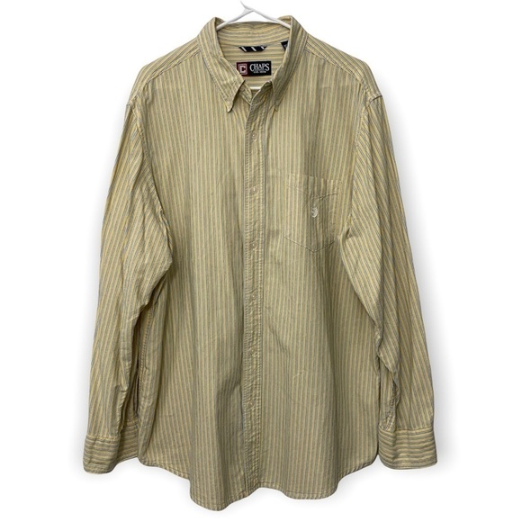 Chaps Striped Long Sleeve Shirt | Yellow Blue | Size XL - Picture 1 of 6
